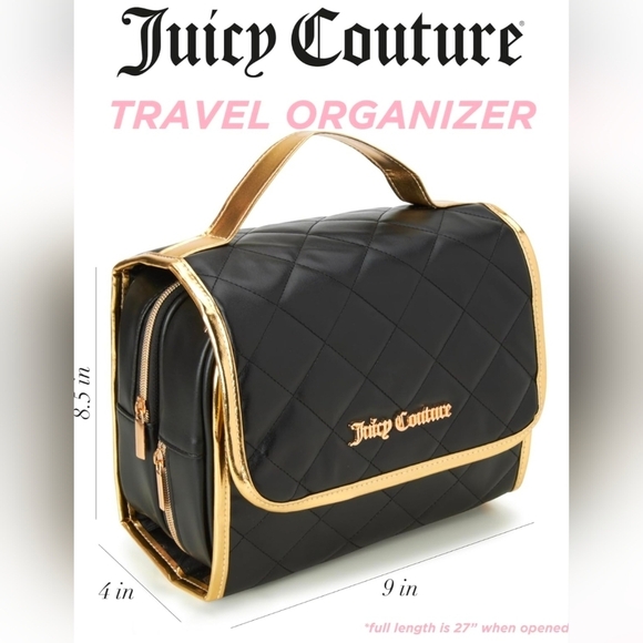 Juicy Couture Quilted Black and Gold Cosmetic/Toiletry Bag. NEW! - Picture 5 of 5